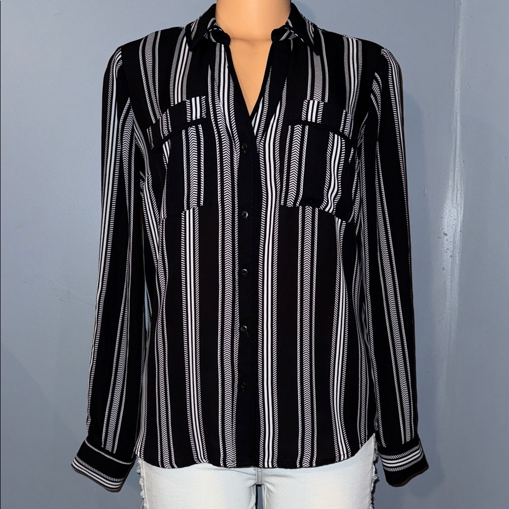 Candie’s Black and White Striped Women's Top